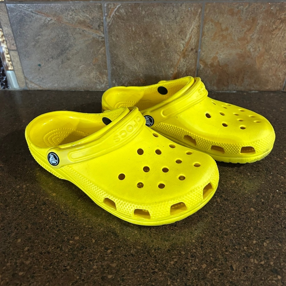Used Yellow Crocs size Youth 4 or Women's 6